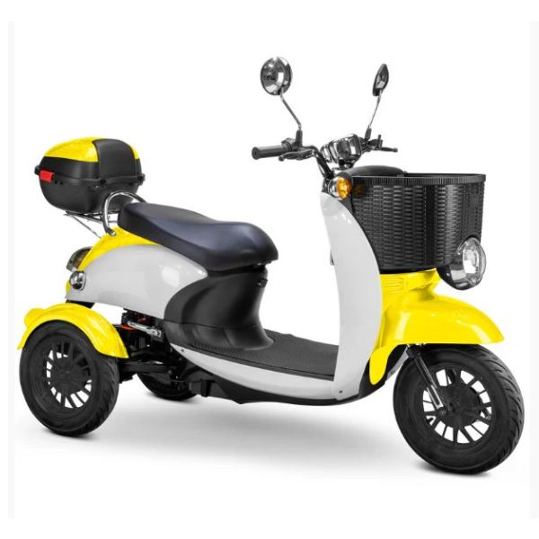 Bespoke Supreme Full Sized Mobility Scooter in Yellow with Black Seat and Black Wheel Rims