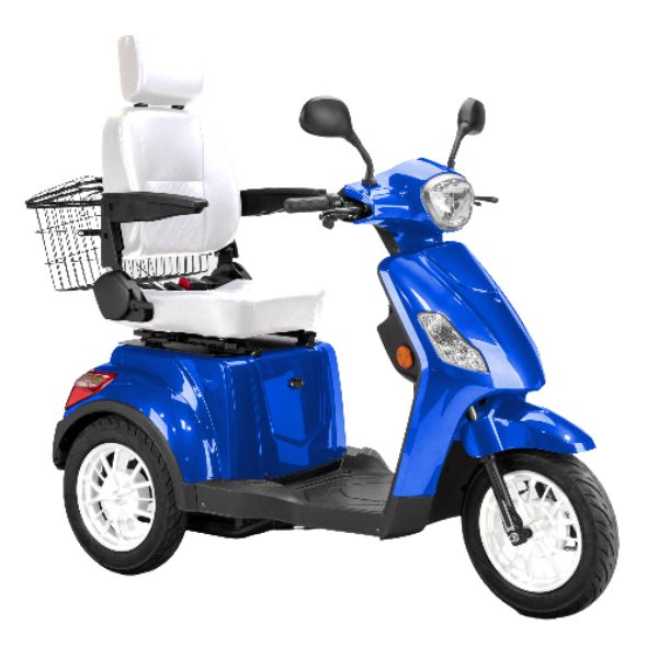 Bespoke Legacy 3-Wheel Mobility Scooter in Blue with White Seat and White Wheel Rim