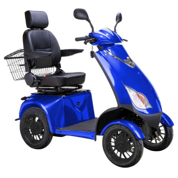 Bespoke Platinum All-Terrain Mobility Scooter in Blue with Black Seat and Black Wheel Rim