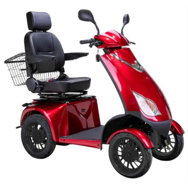 Bespoke Platinum All-Terrain Mobility Scooter in Red with Black Seat and Black Wheel Rim