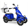 Bespoke Prestige Mobility Scooter in Blue with White Seat and Black Wheel Rims
