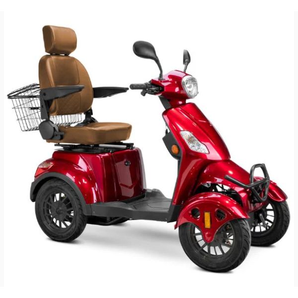 Bespoke Prestige Mobility Scooter in Red with Brown Seat and Black Wheel RIms