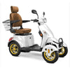 Bespoke Prestige Mobility Scooter in White with Brown Seat and Gold Wheel Rims