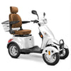 Bespoke Prestige Mobility Scooter in White with Brown Seat and Chrome Wheel Rims