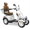 Bespoke Prestige Mobility Scooter in White with Brown Seat and White Wheel Rim
