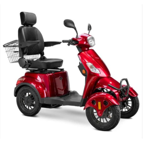 Bespoke Prestige Mobility Scooter in Red with Black Seat and Black Wheel Rims