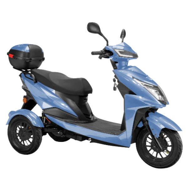 Bespoke Regal 3-Wheel Scooter in Blue with Black Seat and Black Rim