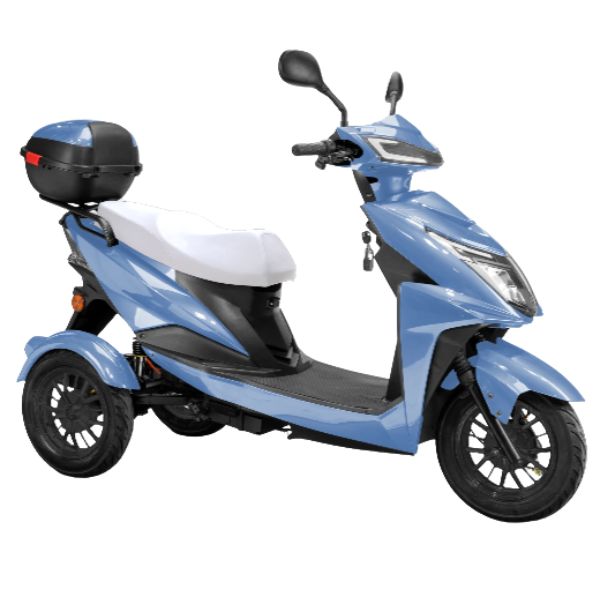 Bespoke Regal 3-Wheel Scooter in Blue with White Seat and Black Rim
