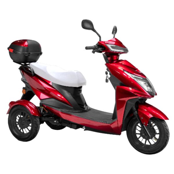 Bespoke Regal 3-Wheel Scooter in Red with White Seat and Black Rim
