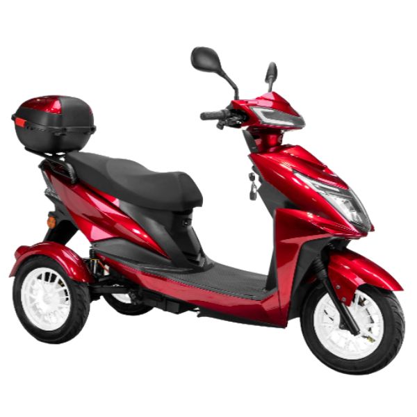 Bespoke Regal 3-Wheel Scooter in Red with Black Seat and White Rim