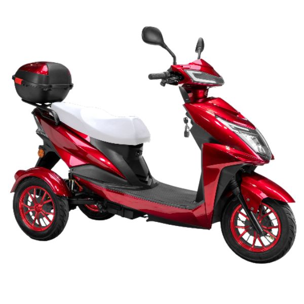 Bespoke Regal 3-Wheel Scooter in Red with White Seat and Red Rim