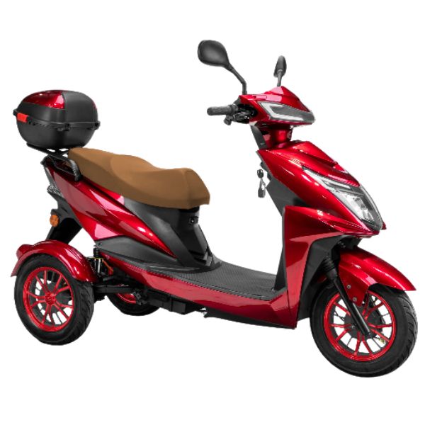 Bespoke Regal 3-Wheel Scooter in Red with Brown Seat and Red Rim