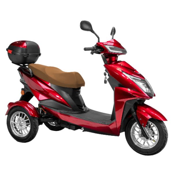 Bespoke Regal 3-Wheel Scooter in Red with Brown Seat and White Rim