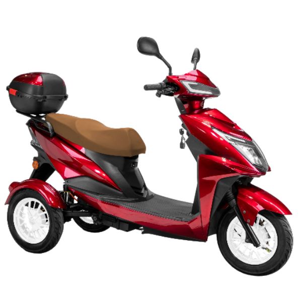 Bespoke Regal 3-Wheel Scooter in Red with Brown Seat and White Rim
