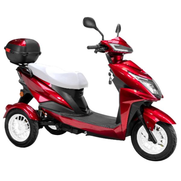Bespoke Regal 3-Wheel Scooter in Red with White Seat and White Rim