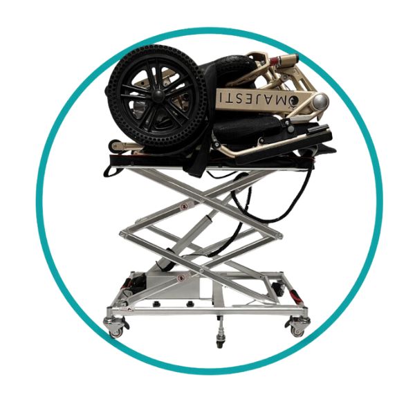 Scooter positioned on top of the ComfyGo Go-Lift