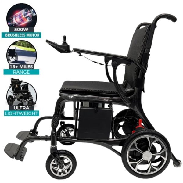 Phoenix Carbon Fiber Portable Electric Wheelchair By ComfyGo Upgraded Textile Features 