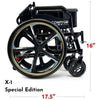 X-1 Lightweight Manual Wheelchair By ComfyGo Special Edition Folded Dimensions