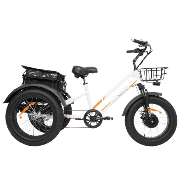 DWMEIGI MG1703 White  - Zeus 3 Wheel Fat Tire Electric Trike Full Side View