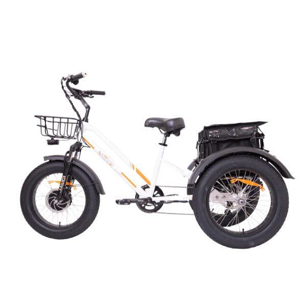 DWMEIGI MG1703 White - Zeus 3 Wheel Fat Tire Electric Trike Turning Right Side View
