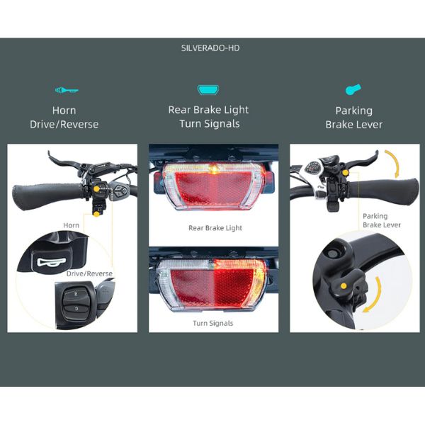 Silverado-HD Parts Including Horn Drive or Reverse, Rear Brake Light Turn Signals and Parking Brake Lever