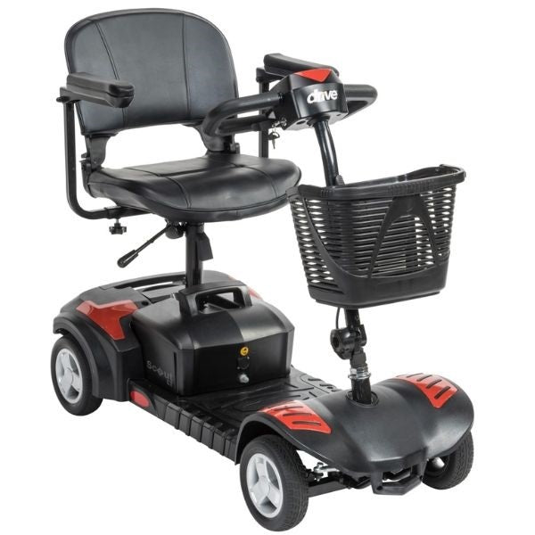 Drive Medical Scout LT 4 Wheel Scooter Red Front Left Side View
