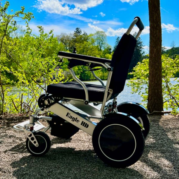 Eagle Bariatric Portable Power Wheelchair in Silver Left Side View