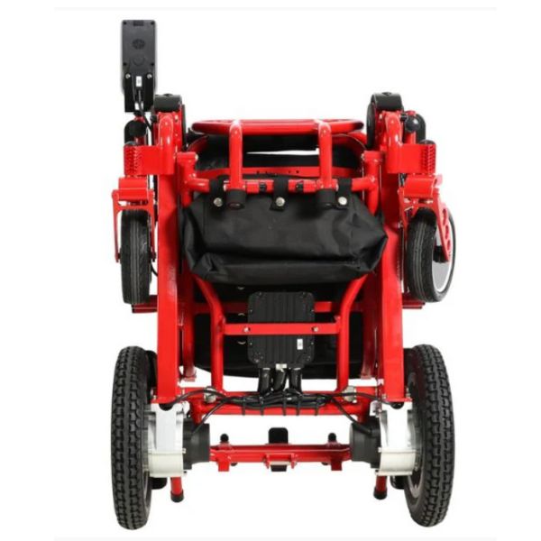 Eagle Bariatric Portable Power Wheelchair in Red Folding Position