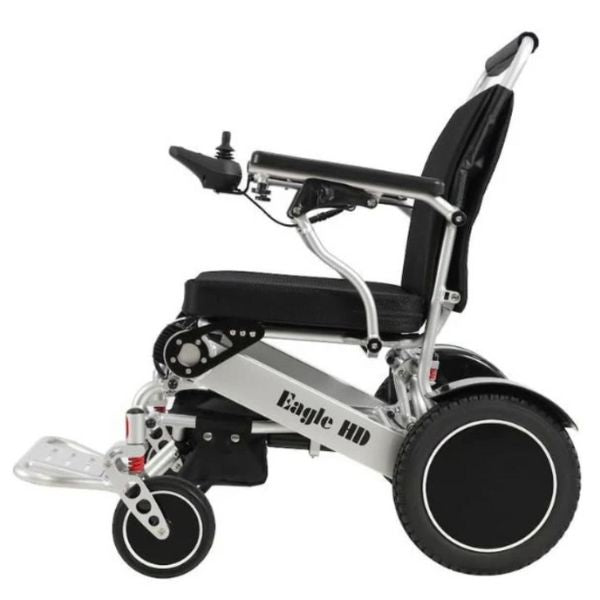 Eagle Bariatric Portable Power Wheelchair in Silver Left Side View