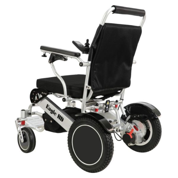Eagle Bariatric Portable Power Wheelchair in Silver Left Rear View