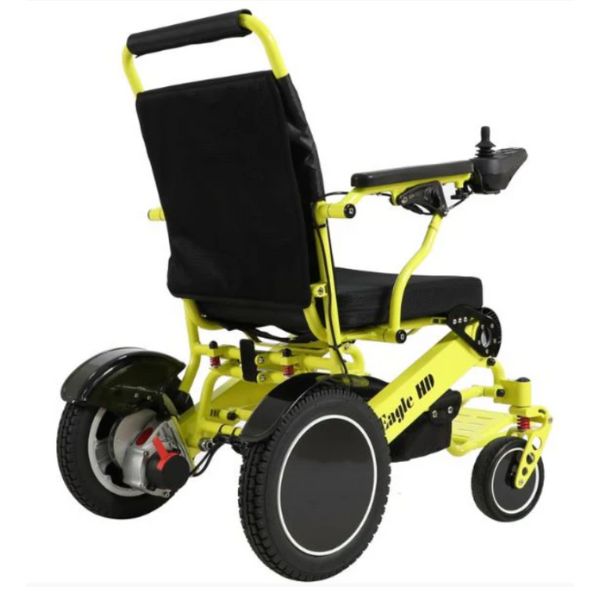 Eagle Bariatric Portable Power Wheelchair in Yellow Right Rear View