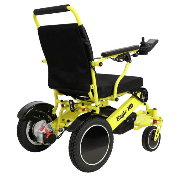 Eagle Bariatric Portable Power Wheelchair in Yellow Right Rear View