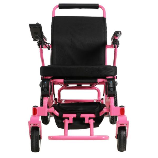 Eagle Bariatric Portable Power Wheelchair in Pink Front View