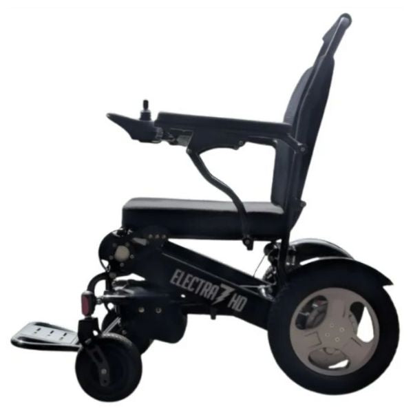 Electra 7 HD Wide Bariatric Folding Power Wheelchair in Black Left Side View