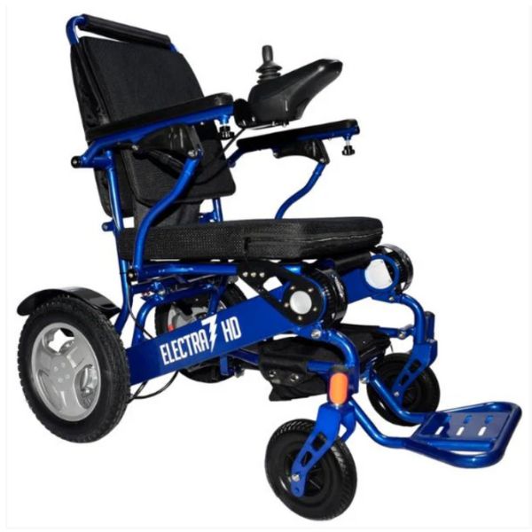 Electra 7 HD Wide Bariatric Folding Power Wheelchair in Blue