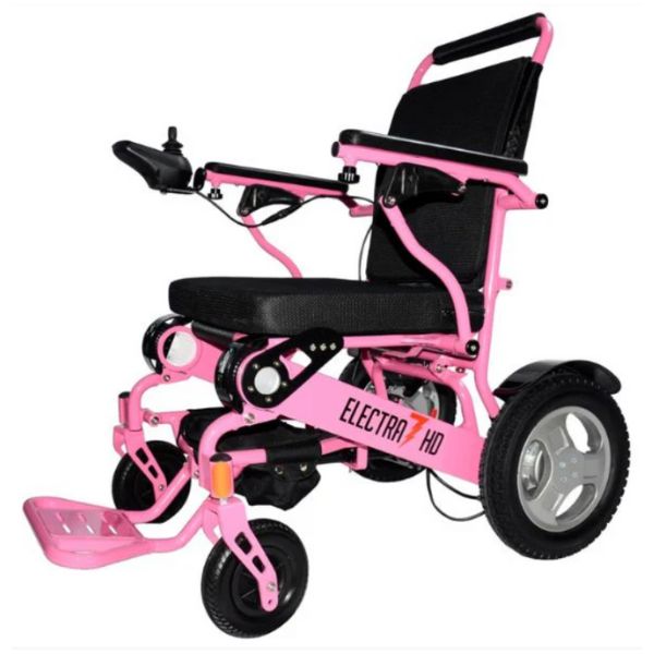 Electra 7 HD Wide Bariatric Folding Power Wheelchair in Pink
