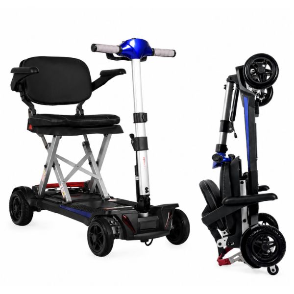 Enhance Mobility Mobifree Folding 4-Wheel Mobility Scooter with Folded and Unfolded Position