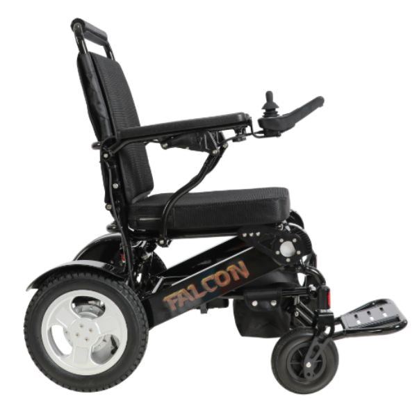 Falcon Folding Power Wheelchair in Black Right Side View