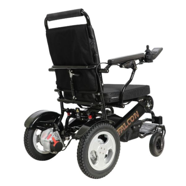 Falcon Folding Power Wheelchair in Black Right Angle View
