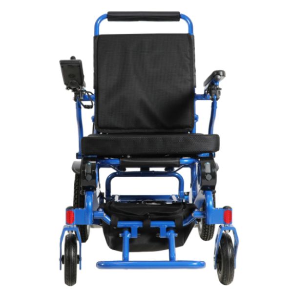 Falcon Folding Power Wheelchair in Blue Front View