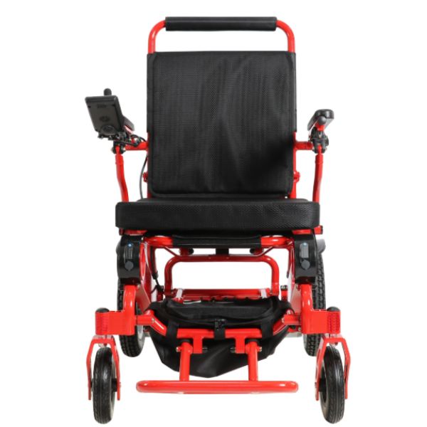 Falcon Folding Power Wheelchair in Red Front View