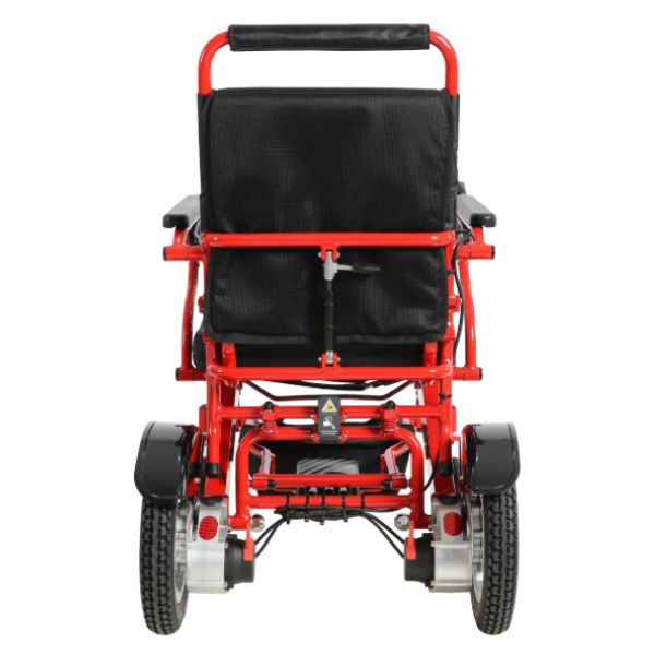 Falcon Folding Power Wheelchair in Red Rear View
