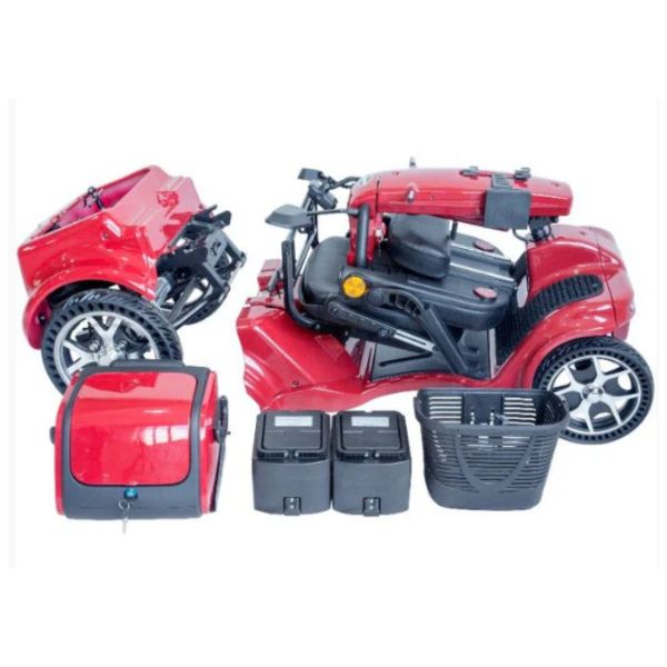 Gladiator 4 Wheel Heavy Duty Mobility Scooter Disassembled in Red