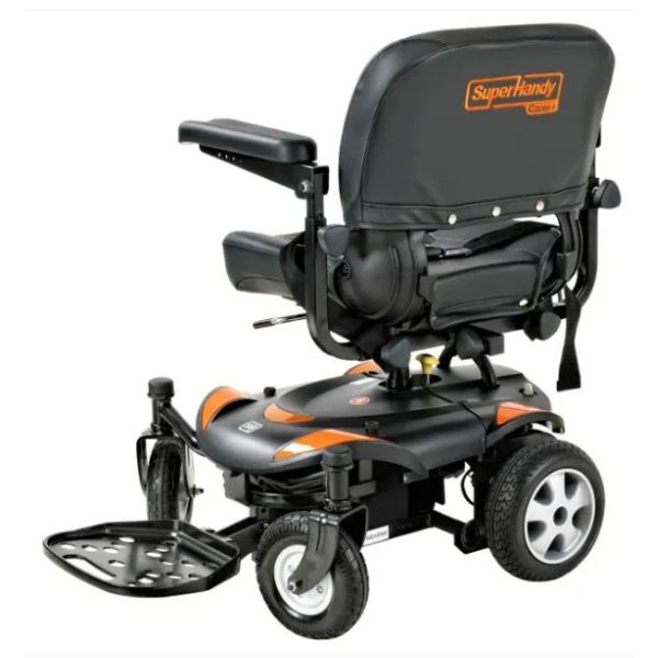 SuperHandy GoRide CRZ Portable Power Wheelchair with &#39;SuperHandy&#39; branding on a white background