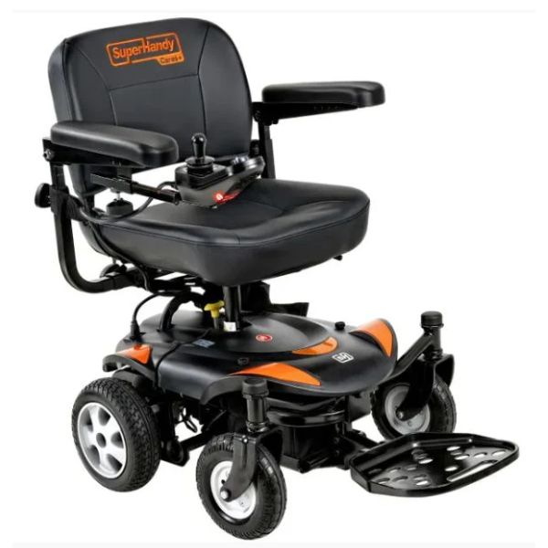 SuperHandy GoRide CRZ Portable Power Wheelchair with &#39;SuperHandy&#39; branding on a white background