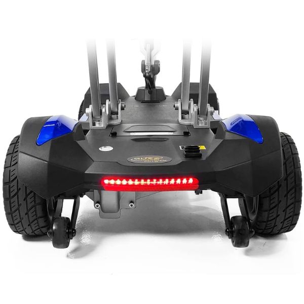 Golden Technologies Buzzaround Carry On Folding Mobility Scooter GB120 Orchid Blue Color Rear Light View