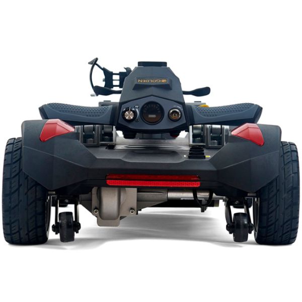 Golden Technologies Buzzaround Carry On Folding Mobility Scooter GB120 Red Color Folded Frame Back View