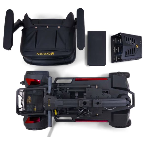 Golden Technologies Buzzaround Carry On HD Folding Mobility Scooter Disassembled into Pieces