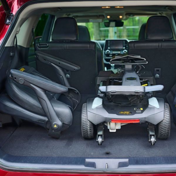 Golden Technologies Buzzaround Carry On HD Folding Mobility Scooter Inside the Car Trunk