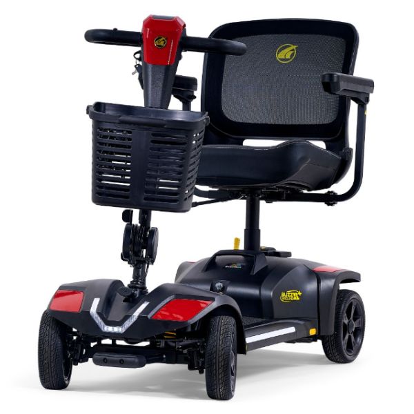 Buzzaround XL+ 4-Wheel Mobility Scooter with red accents on a white background